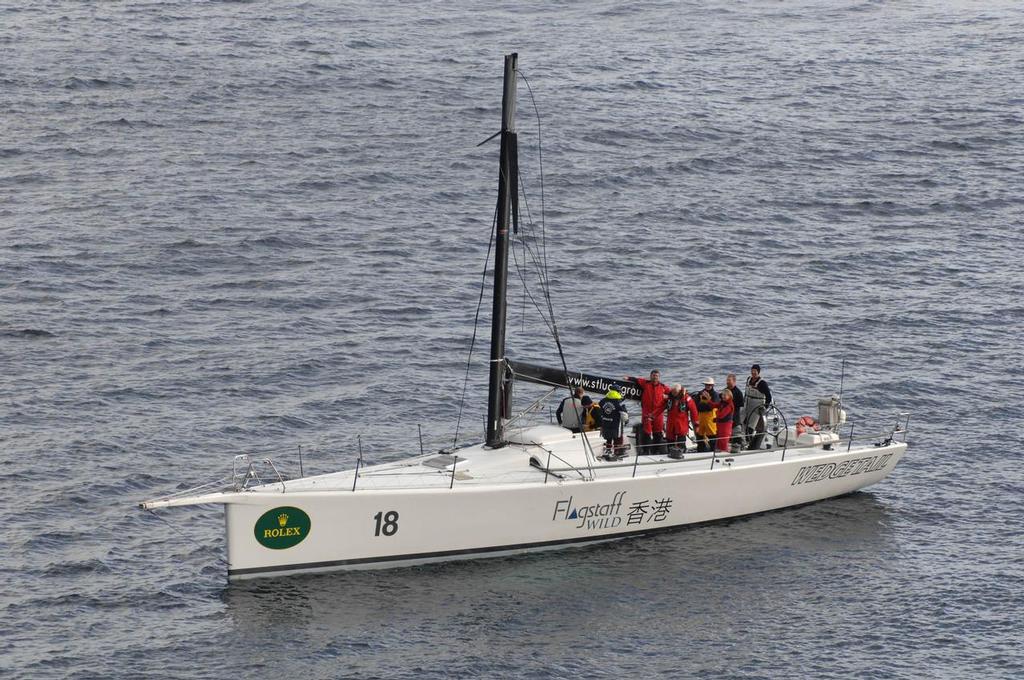 Wedgetail and her crew all safe after the dismasting in the previous race off Tasman Island. - Rolex Sydney to Hobart 2013 © Ian Mainsbridge www.all2easy.com